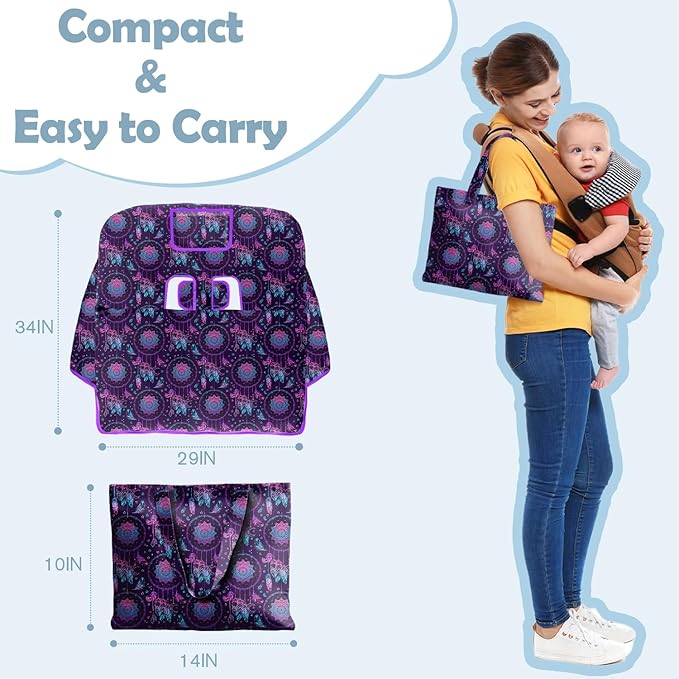 Shopping Cart Cover for Baby 2-in-1 High Chair Cover with Safety Harness Multifunctional Indian Pattern Cart Covers for Babies Soft Padded Grocery Cart Cover for Baby Boy Girl