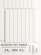 Bumusty Large Cork Board Alternative-47 x35 Felt Bulletin Board Tiles, with 30 Pushpins, 70 Adhesive Tabs, 12-Pack Slat Wall Paneling, Cork Boards for Office Push Pin Board Felt Board-Milky White