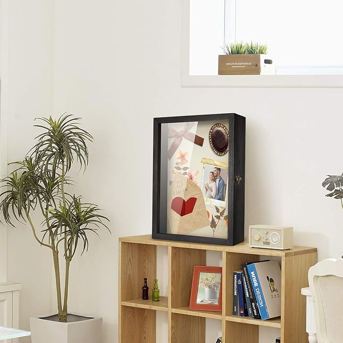 TJ.MOREE Flowers Shadow Box Display Case 13 x 16 Large Shadow Box Picture Frame with Glass Wedding Bouquet Memorabilia Medals Photos Memory Box