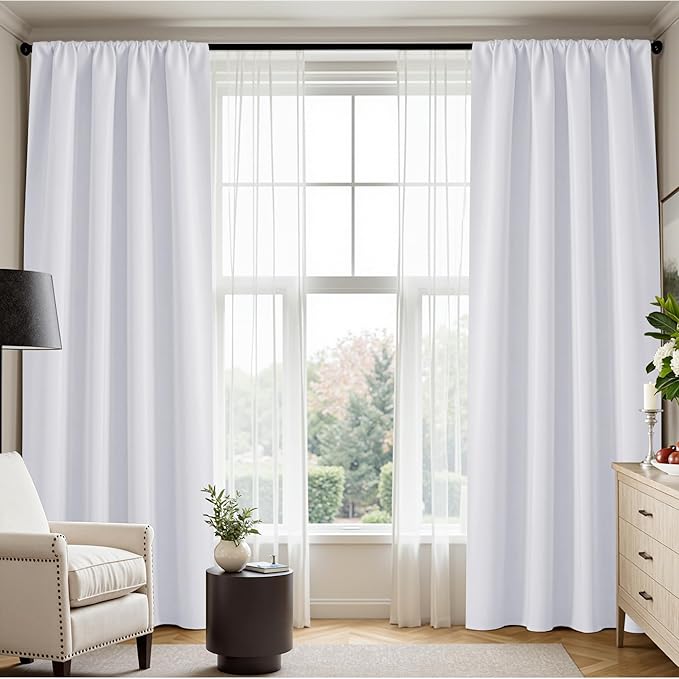 PONY DANCE Room Drakening Curtains 80 inches Long 2 Panels Set for Bedroom, Thermal Insulating Privacy Curtains & Drapes for Doorway Temporary Door Alternative Accordion Door, W 42 x L 80, Pure White