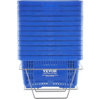 VEVOR 12 PCS Shopping Basket, 16.73 x 11.61 x 8.86 inch Durable Plastic Grocery Basket with Stand & Handle, 24L Portable Shop Basket Bulk, Idea for Retail Store Supermarket Grocery Shopping, Blue
