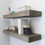 Urbandi Modern Floating Shelves 3 Inches Thick for Wall, Wide Shelves for Kitchen, Living Room, Bedroom, and Bathroom, Natural Pine Wood, Rustic Wooden Shelf, (Set of 2) (Aged Barrel, 60Lx3Hx6D)