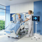 Mount Plus C09 Height Adjustable Mobile Medical Computer Monitor Display Cart with Wheels and Basket Storage | Medical Trolley for Hospital Clinic lab Beauty Salon | Pneumatic Mobile Workstation