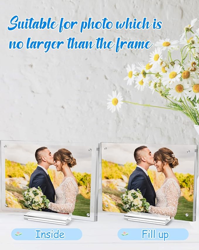 10 Pack Acrylic Picture Frame 4×6 Clear Double Sided Magnetic Photo Frame - Frameless Baby Friend Family Picture Desktop Display with Support Stand and Gift Boxes