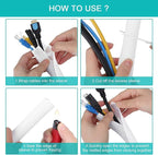 6.6ft - 1.2 inch White Cable Sleeve, Cable Organizer for Desk PC TV Computer, Wire Protector Cable Wrap Cover, Cord Management for Home Office