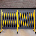 23FT Traffic Barricade with Casters, Metal Expandable Barricade, Folding Security Gate, Retractable Fence Outdoor Barricade Fence for Construction Area, Traffic Control