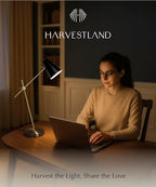 HarvestLand HaloBar Brass Desk Lamp Home Office – Black Industrial Table Lamp with Solid Base for Office, Reading Lamps for Bedside Table, Study and Reading Task Lamp, Christmas Gifts for Men