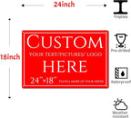 Custom Sign, personalized metal sign，Aluminum Weatherproof Metal Sign Multiple Sizes, Reflective，Customize for Office, Business, Workplace, factories, roads, fields, parks, safety tips(24 * 18 Inch)