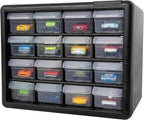 Akro-Mils 16-Drawer Plastic Cabinet for Garage Organization, Beads, Makeup Organizer, Building Bricks Storage, Teacher Toolbox, 10-1/2" W x 6-1/2" D x 8-1/2" H, 10716 Black (Pack of 4)