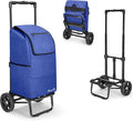 KEDSUM 2 in 1 Shopping Cart for Groceries, 330 lbs Grocery Cart on Wheels, Foldable Utility Carts with Wheels, Load-Bearing Hand Truck with Waterproof Bag for Shopping, Camping, Laundry, Garden, Blue