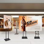 Poster Stand Heavy Duty - 4 Pack Double Sided Poster Board Stand with Base Adjustable Poster Stands for Display Banner Foam Free Standing Pedestal Sign Holder Floor Stand Outdoor Black
