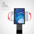 CTA Sleek Floor Stand Kiosk for Monitors – Sleek Floor Kiosk Stand with Printer Slot for Monitors 15" to 32" up to 60lbs - for Check-in Stations & POS Stations & More - Black (ADD-LDSLEEK)