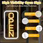 inShareplus 16"x 9" Super Bright Open Sign,12V LED Neon Open Signs for Business for Window, with ON/OFF Switch, Electric Light up Signs for Stores, Restaurants Retail Shops (Yellow-White-Vertical)