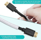 20ft - 1/4 inch White Cable Sleeve, Cable Organizer for Desk PC TV Computer, Wire Protector Cable Wrap Cover, Cord Management for Home Office