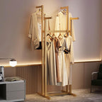 Gold Clothing Racks, Metal Clothes Rack with 4 Straight Arms, Freestanding Garment Rack for Hanging Clothes Heavy Duty, 46" to 63" Adjustable Height Retail Clothing Rack for Boutiques Display