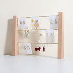 GemeShou 3 Tiers Beech Earring display stands for selling, Wooden Jewelry Shelf, Earring Storage Organizer, Brass earring holders with 42 holes for stud Dangle Hoop【Beech 3-Tier】