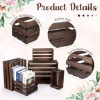 Soaoo 5 Pcs Decorative Nesting Wooden Crates for Storage Display 5 Size Large Small Rustic Wood Decorative Storage Crates with Handle Farmhouse Crate Box Container Made from Pine(Vintage Black)