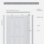 72X79in Frosted Acrylic Glass PVC Accordion Folding Door for Closet,Multifold Interior Door with Installation Hardware,Includes Handle and Latch,White Beech