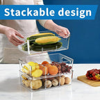 10 Pack Pantry Organizers and Storage,Clear Plastic Containers with 2 Dividers for Kitchen,Fridge Organization and Storage,Acrylic Bins for Pounches,Spice Packet,Snack organzier