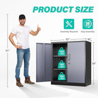 SISESOL Storage Cabinet with Doors and Shelves,36 inch Metal Storage Cabinet with Locking Doors,Small Metal Cabinets with Lock,Gray Garage Cupboard for Home Office,Garage,Shop