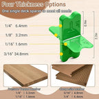 8 Pcs Deck Spacer Tool, Green Deck Board Spacers with 4 Thicknesses 1/16", 1/8", 3/16", 1/4", Deck Spacers Jig Clamp for Pressure Treated Composite Decking Boards