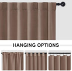 Hiasan Patio Sliding Room Divider Door Curtains - Extra Wide Privacy Room Thermal Insulated Blackout Curtain with Back Tab & Rod Pocket for Bedroom Partition(100 x 108 Inches, Khaki)