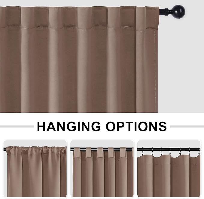 Hiasan Privacy Room Divider Patio Sliding Door Curtain Extra Wide Blackout Thermal Insulated Curtains with Back Tab & Rod Pocket for Bedroom Partition Living Room (120 x 84 Inches, Khaki)