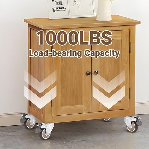 W B D WEIBIDA 3 Inch Heavy Duty Casters Wheels Set of 4, Dual Locking Rubber Casters with 1000 LBS, 360 Degree Ball Bearing Swivel Casters, No Noise TPR Rubber Wheels for Cabinets, Workbench