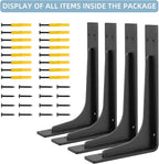 10"x 6"Shelf Brackets,L Shelf Brackets,max Load 300lbs, Vertical Angle, Premium Alloy Metal Heavy Duty Shelf Bracket, high Strength Mounting Hardware Included, Corner Brace Joint,Pack of 4.