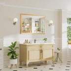 48x32 Inch Bathroom Mirror for Wall, Anti-Rust Oak Wood Grain Metal Framed Bathroom Mirrors for Over Sink,Rectangler Mirrors for Bathroom Vanity, Farmhouse, Bedroom, Living Room, Entryway Decor