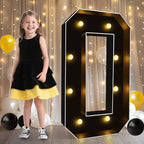 Pooqla 3 FT 4 FT Marquee Light Up Letters, Black Giant Letter Sign Marquee Letter Lights, Big Mosaic Letters Numbers for Balloons Birthday Party Anniversary Wedding Decorations, 3FT Number 0