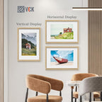 VCK 16x24 Poster Frame 2 Pack - Natural Oak, High-End Wood Picture Frames with Polished Plexiglass, Display 12x18 Photo with Mat or 16x24 without Mat, Art Gallery-Quality, Wall Hanging, Natural Oak