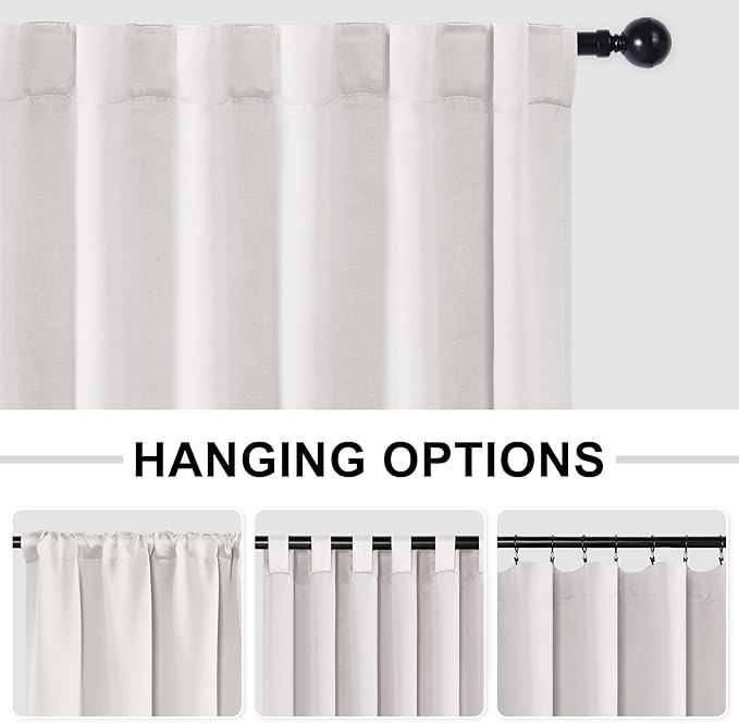 Hiasan Room Divider Curtains Patio Sliding Door Blackout Curtain Privacy Room Thermal Insulated Noise Reduction Panel with Back Tab & Rod Pocket for Bedroom Partition(80 x 84 Inches, Ivory)