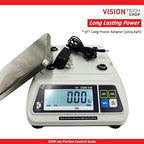 VisionTechShop DSW-100 Portion Food Scale with Dual LCD Display, Stainless Steel Platter, 15lb Capacity, 0.005lb Readability, Lb/Oz/Kg/g Switchable, Low Profile Design, NTEP COC #22-007, NSF Certified