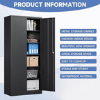 Metal Garage Storage Cabinet with Locking Doors,Steel Tool Cabinets with Adjustable Shelves for Home,Office,Garage,Warehouse Organisieren(Black)