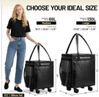 (Large) Fanwoli Reusable Grocery Bag on Wheels with Upgraded Wrinkle-Resistant Fabric | Enhanced Stability Wheels & Extended Handle | Foldable Shopping Trolley for Laundry, Carries Up to 130 L