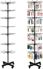 7-Tier Rotating Display Rack, 360° Heavy-Duty Spinning Merchandiser for Retail Stores & Showrooms, Movable Floor Gondola for Clothing, Shoes & Accessories
