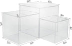 Red Co. Set of 3 Crystal Clear Acrylic Cube Display Nesting Riser Stands with Hollow Bottoms | Transparent