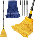 MASTERTOP Industrial Mop,Heavy Duty Looped End String Dust Mop,Commercial Mops for Home,Kitchen,Garage,Office and Concrete/Tile Floor Cleaning - 2 Cotton Heads