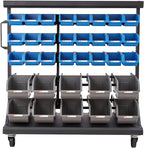VEVOR 5-Tier Double-Sided Rolling Bin Storage Rack, 68 Plastic Bins, Dual-Sided Parts Organizer with Wheels, Mobile Tool Organizer for Garage, Warehouse, Office, Restaurant, Classroom, Kitchen