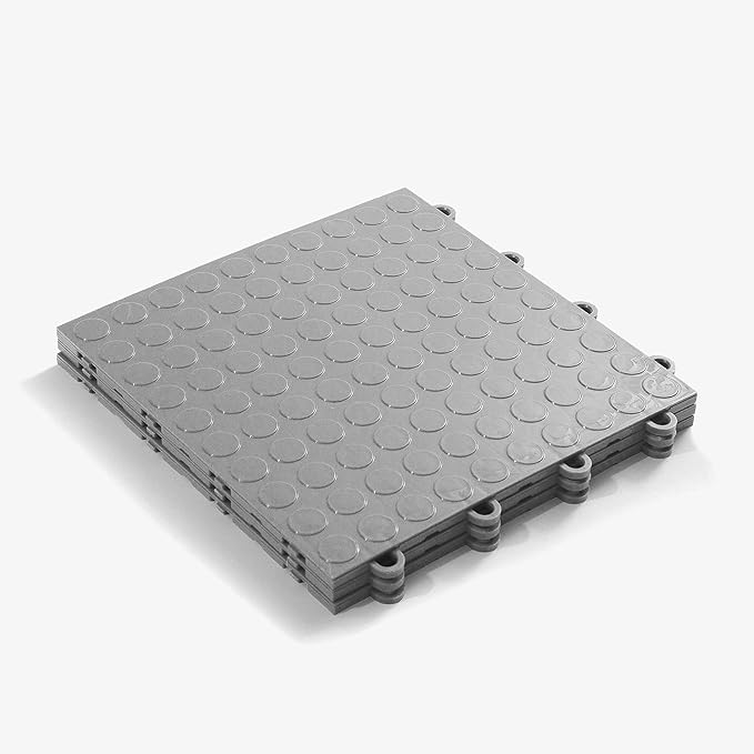 IncStores FlooringInc's Nitro 12"x12" Snap-Together Garage Flooring Tiles, Non-Slip Interlocking Plastic Floor Mat, Garage Organization & Storage, Coin Pattern, Gunmetal, 52 Tiles, 52 Sq/Ft