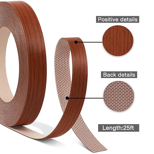 GSCIT Club Cherry Edge Banding, 1 1/2 inch x 25ft roll of Veneer PVC Edge Banding Preglued Flexible, Wood Tape Banding for Cabinet