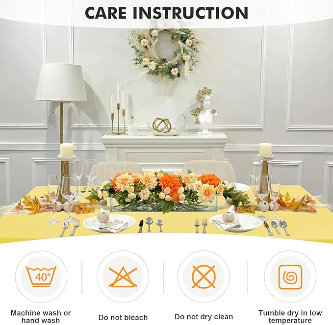 SEPARO 2 Pack 6 Ft Yellow Table Cover Fitted Rectangular Tablecloth Stretchable Fabric Table Cloth 6 ft Wrinkle-Free for Party Tradeshows Banquet Weddings Cocktail