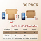 RLAVBL 9x6.5x2 Inches Shipping Boxes Set of 30, White Small Corrugated Cardboard Box, Mailer Boxes for Packing Small Business