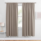 PONY DANCE Taupe Blackout Curtains for Bedroom 72 inches Long, Rod Pocket Thermal Insulated Noise Reducing Room Darkening Window Drapes for Living Room, W 42 x L 72 Inch, 2 Panels, Light Taupe