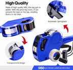 KPX MX5500 Pricing Tag Gun with 5150 pcs White Label Gun Stickers & 3 Extra Inker Rollers, Pricing Label Gun, 8 Digits Retail Pricing Gun and Labels for Grocery Store, Food (Blue)