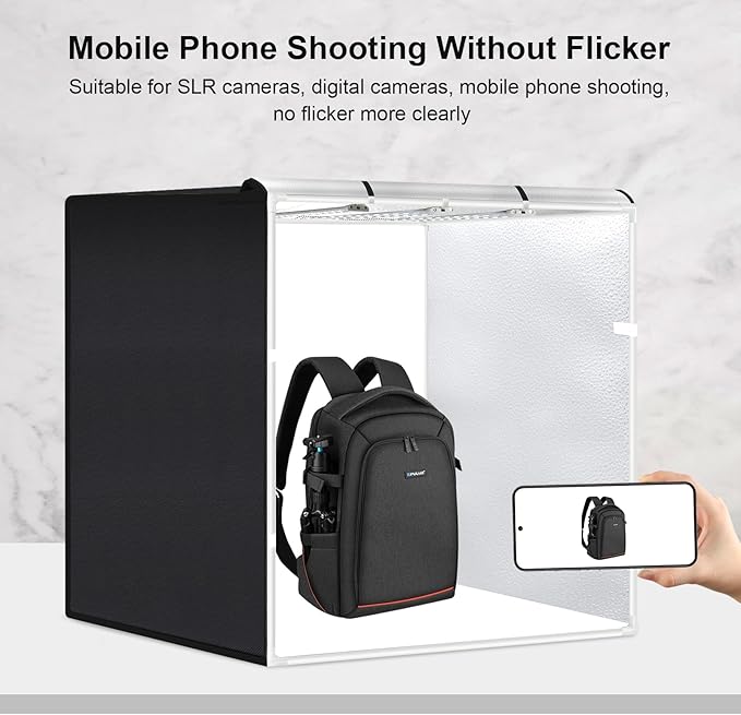 Light Box Photography, PULUZ 31'' Portable Photo Studio Light Box with 156 LED Lights ＆3 Color Backdrops Professional Photography Lighting Tent Kit for Big Product Photography Lightbox