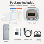 Time Clocks for Employees Small Business, Auto-Align Time Clock, 6 Punches per Day Time Card Machine, Time Clock Punch Machine with 100 Time Cards, 2 Ink Ribbons and 4 Racks(Military Time)