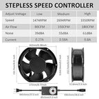 172mm DC 17251 Axial Ventilation Fan (3500RPM) - High-Speed Dual Ball Bearing Ventilator with Adjustable Speed for Arcade Systems, Server, Generator Box and DIY Exhaust Projects