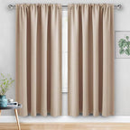 JIUZHEN Blackout Curtains for Bedroom - 60 Inch Extra Wide Thermal Insulated Room Darkening Privacy Soundproof Curtains for Living Room/Dorm Room, Set of 2 Panels, 60 x 72 inches, Beige